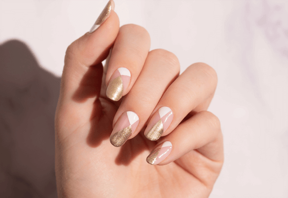 Discover a world of chic sophistication with geometric wedding nail 