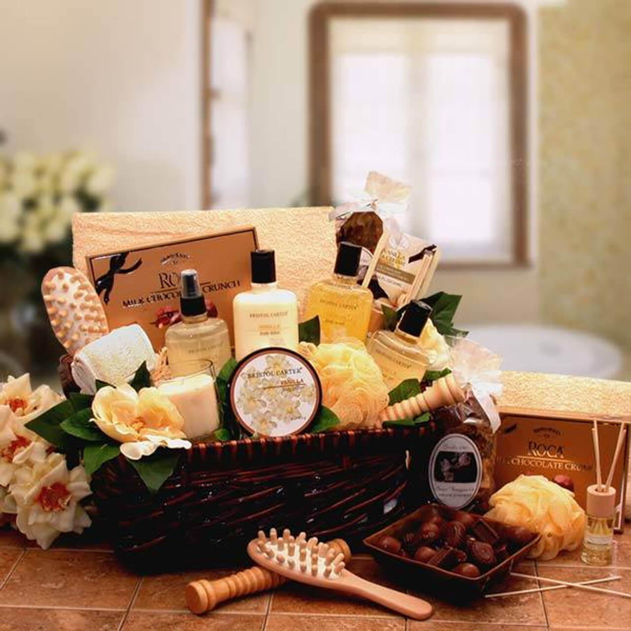 Assemble a DIY spa basket for her to relax and unwind during her pregnancy