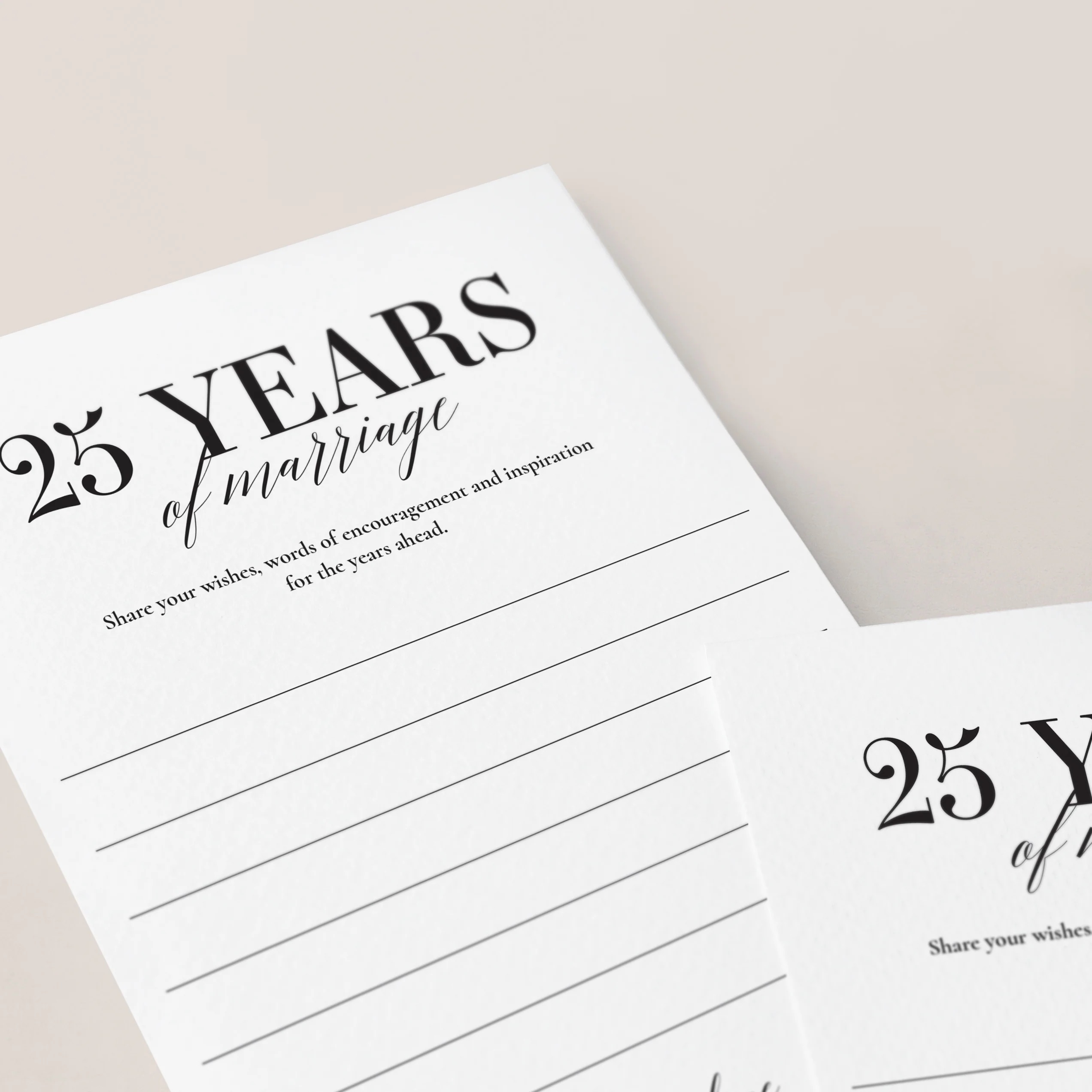 blank "25 years of marriage" card for writing wishes