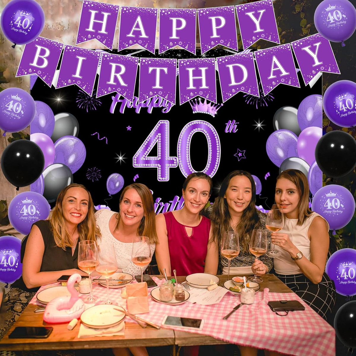 photo of a women friend group celebrating 40th birthday